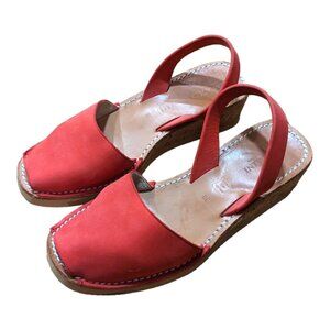 CalaXini Womens Shoes US 8 EU 38 Coral Pink Leather Sling Back Sandals Peep Toe